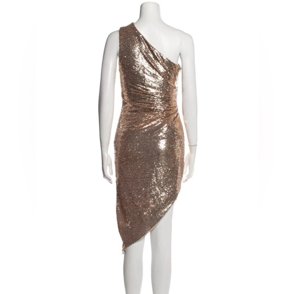 Ronny Kobo Kelly Sequin One-Shoulder Dress, Metallic Gold Size S - Picture 5 of 13